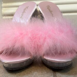 Pleaser Fabulicious Clear Heel Pink Feather